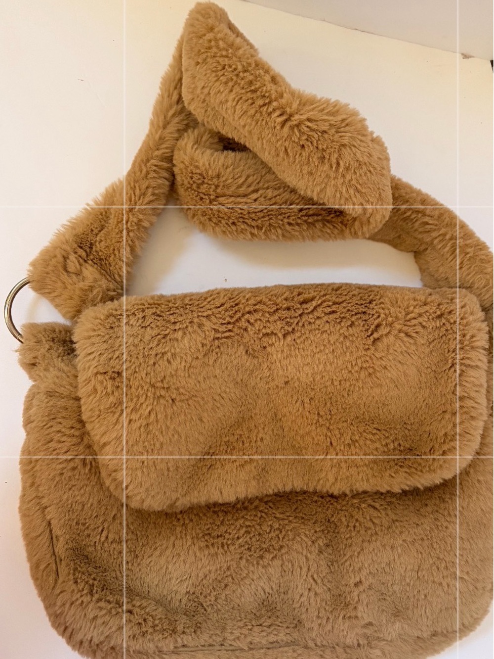 Faux Fur Crossbody Bag - Latte